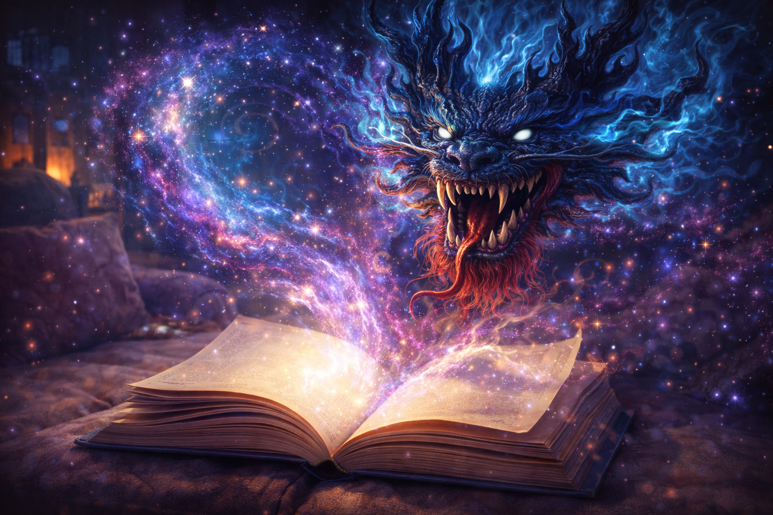Image generated by ChatGPT. The dragon is the AI’s rendering of the yaomo as described in my novella, K.I.A.